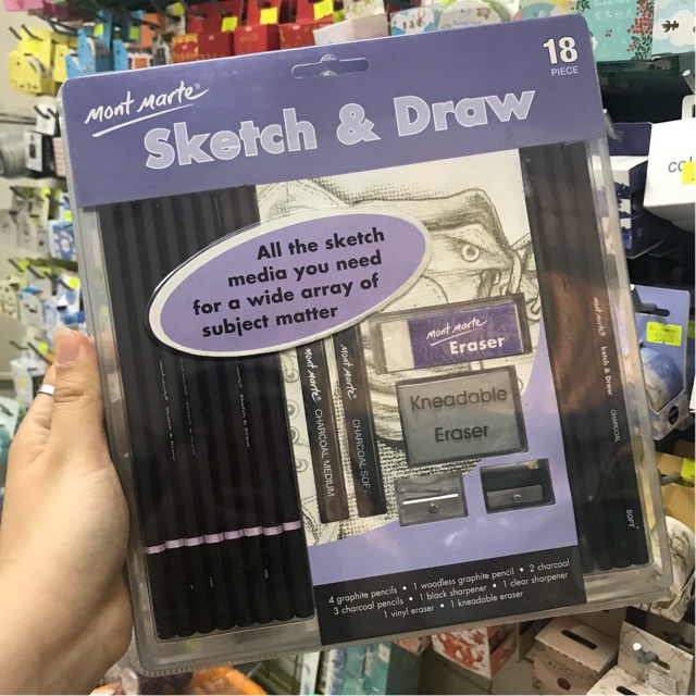 Set dụng cụ vẽ chì truyn thần 13/17/18/24 món Sketch & Draw Mont Marte