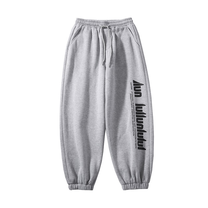 Quần dài Jogger thể thao nam in chữ đơn giản chất vải nỉ da cá 100 cotton - HappyFamily
