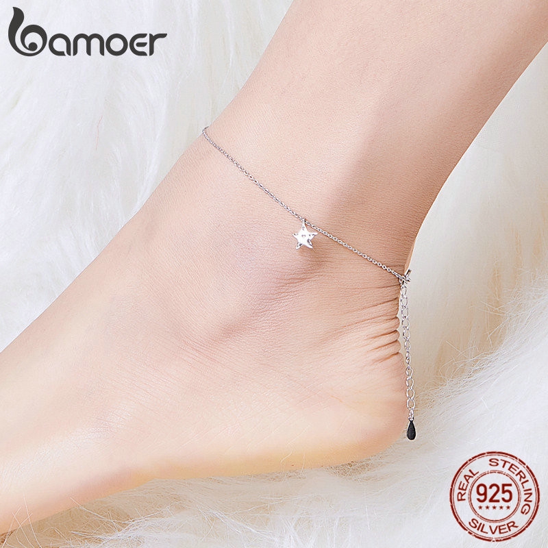Vòng Chân Bamoer Bằng Bạc 925 Thiết Kế Đơn Giản Thời Trang Cho Nữ