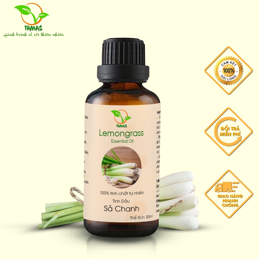 Ảnh Tinh dầu Sả Chanh 50ml nguyên chất TAMAS, Tinh dầu thơm phòng, treo xe Ô tô, dùng cho đèn xông, máy khuếch tán tinh dầu 2