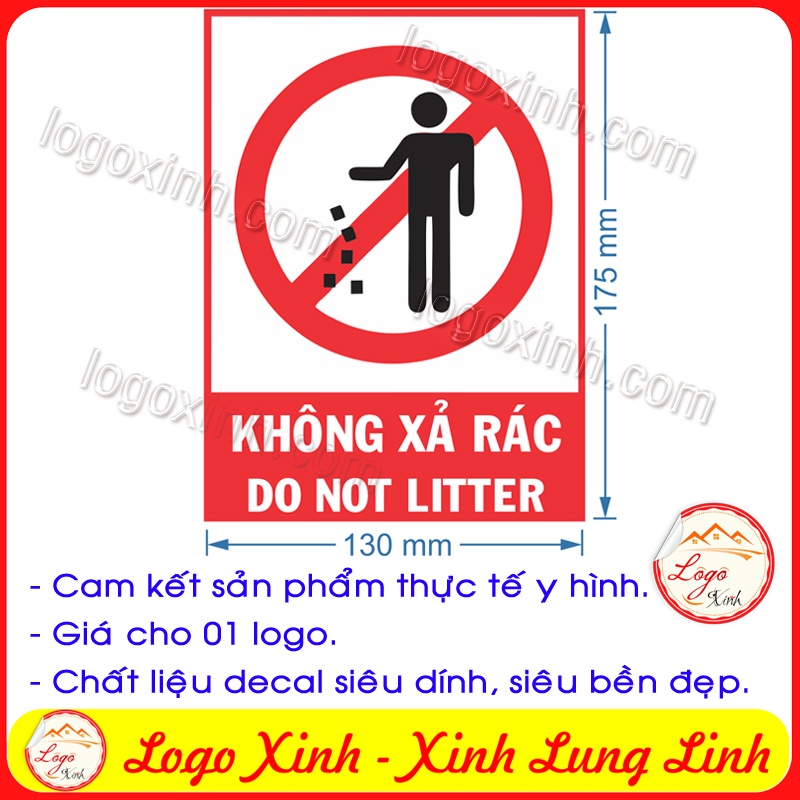LOGO STICKER TEM DÁN KHÔNG XẢ RÁC- DO NOT LITTER, KHÔNG VỨT RÁC BỪA BÃI ...