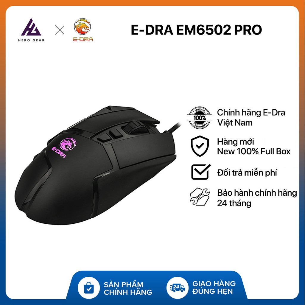 Chuột gaming E-DRA EM6502 Pro - Độ bền 50 triệu lượt bấm - Chống nước ...