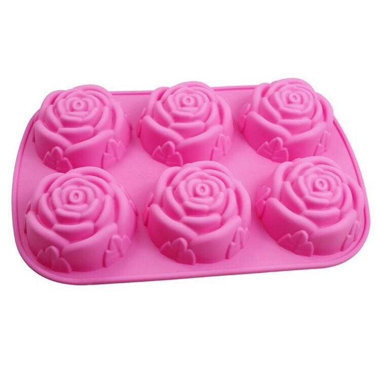 Khuôn silicone Làm Bánh 6 Lỗ Hình Hoa Hồng