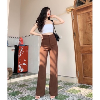 Quần loe cạp cao 2 cúc dáng dài⚡️ SANG CHẢNH ⚡️Ống loe, cạp cao,chất dày dặn