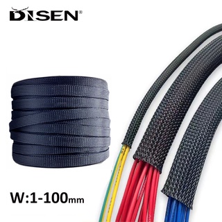 1 / 2 / 5 Mét Màu Đen Cách Nhiệt Bím Tay 1-100 Mm Dây PET Bảo Vệ Cáp Chống Mài Mòn Mở Rộng Dây Cáp Tay Áo