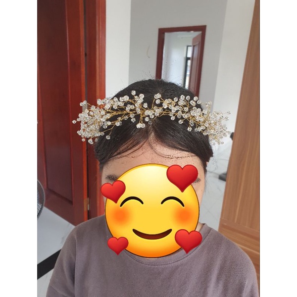 CT28 vòng đội đầu pha lê, cài tóc cô dâu pha lê, phụ kiện cài tóc cô dâu, phụ kiện cưới, pk Khánh Huyền