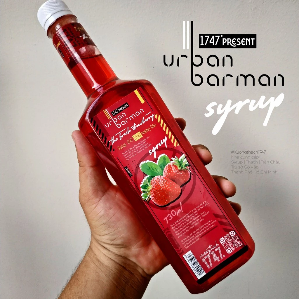 Syrup Dâu Tây - Urban Barman 1747 - 730ml - Siro Dâu Tươi | Trà Dâu