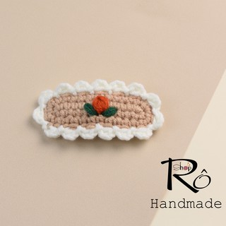 Kẹp tóc viền hoa đẹp cho nữ và bé gái 6.5cm |Cặp tóc len Hàn Quốc xinh xắn |Shop Rô Handmade