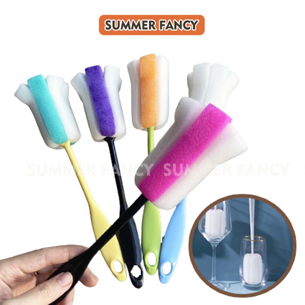 Cây cọ rửa bình sữa đa năng, que bọt biển 3D chùi rửa cốc cao cấp, mút ...