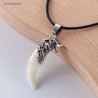Vòng cổ Da Mặt Răng Sói Phong Cách Dân Tộc Cổ Điển Cho Nam