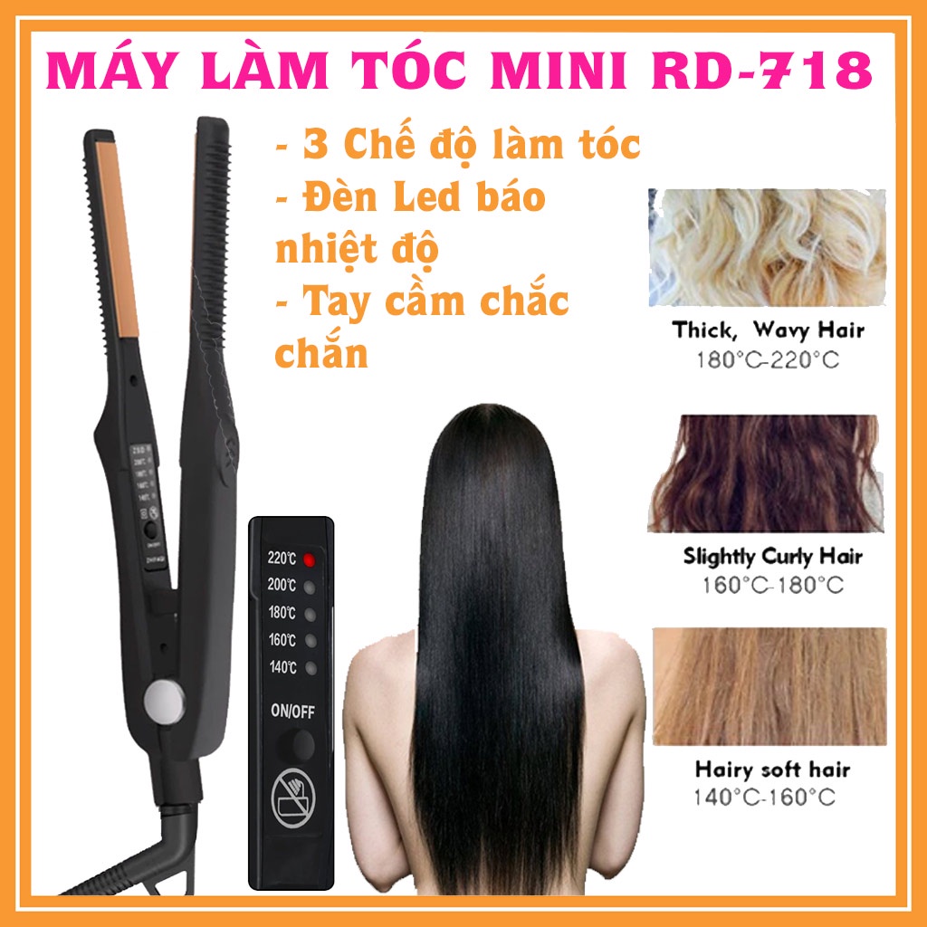🚚Hỏa Tốc🚚Máy Uốn Tóc Kiêm Duỗi Tóc Mini 3 in 1 Có Thể Điều Chỉnh Nhiệt Độ