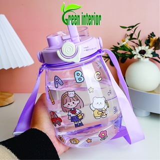 Bình giữ nhiệt Greeninterior dung tích lớn 1300ml, bình đựng nước cute