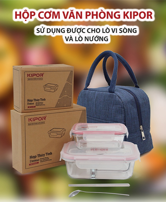 Mô tả Hộp cơm văn phòng KIPOR KP-HC01 - Thuỷ tinh cao cấp dùng được trong lò vi sóng - Chống tràn, tiện lợi - Hàng chính hãng - 1