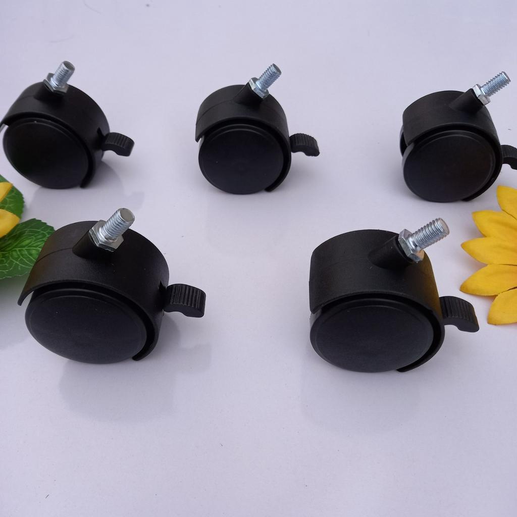4 Bánh xe nhỏ - Dùng cho Quat điều hoà và kệ spa nhựa -Bước zen 6/8mm x 1.25 đường kính 40mm chạy êm bền chắc