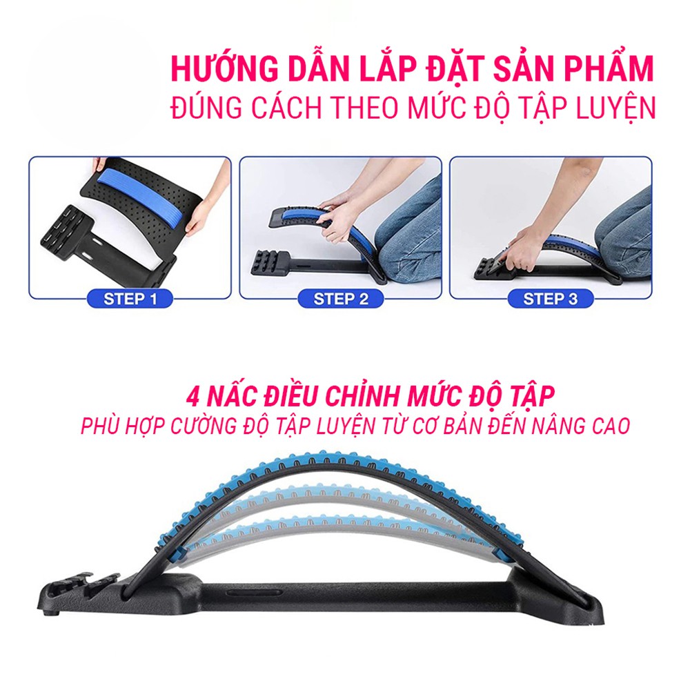 Máy massage lưng có nút từ tính, bảo vệ cột sống 3 tầng có đế điều chỉnh SPORTY YGW39