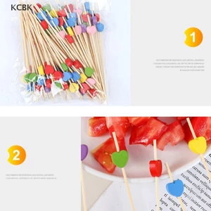 Set 100 Xiên Gỗ Tre Ăn Trái Cây Hình Trái Tim