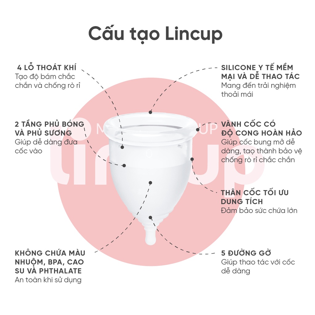 Mô tả Cốc nguyệt san Lincup 2 chính hãng (40ml) Nhập Khẩu Mỹ - 2