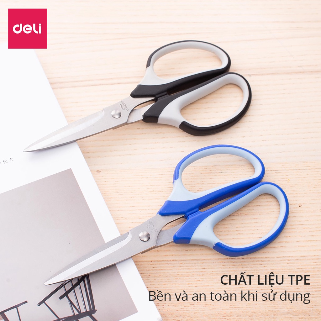 Kéo cắt đa năng Deli - Lưỡi thép không gỉ dùng cắt vải, giấy, đồ văn phòng thủ công, nhà bếp sắc bén siêu bền - E6001