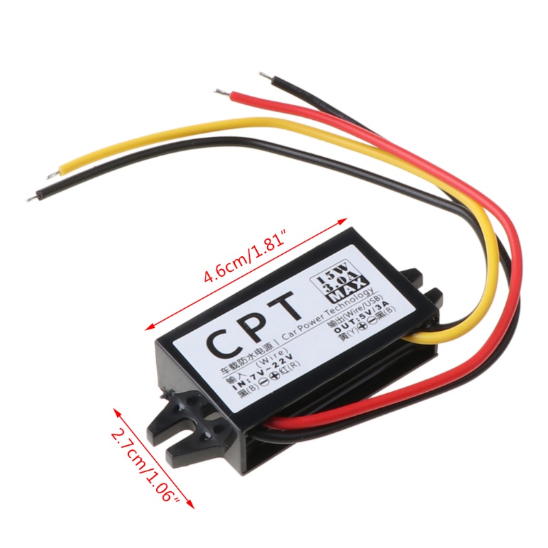 Rr cho DC cho Bộ điều chỉnh chuyển đổi DC 12V sang 5V 3A 15W Bộ nguồn hiển thị LED ô tô