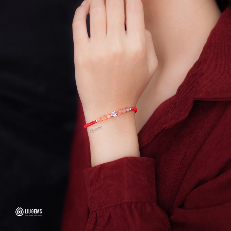 Vòng Tay Chỉ Đỏ May Mắn 6 Hạt Đá Phong Thuỷ Đồng Tâm Kết Nối Liugems Cho Nam Nữ Mang Đến Năng Lượng CD02