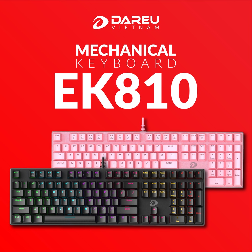 Bàn phím cơ Dareu EK810 Hồng | Đen Multiled ( Blue , Brown , Red Switch ) | BigBuy360 - bigbuy360.vn