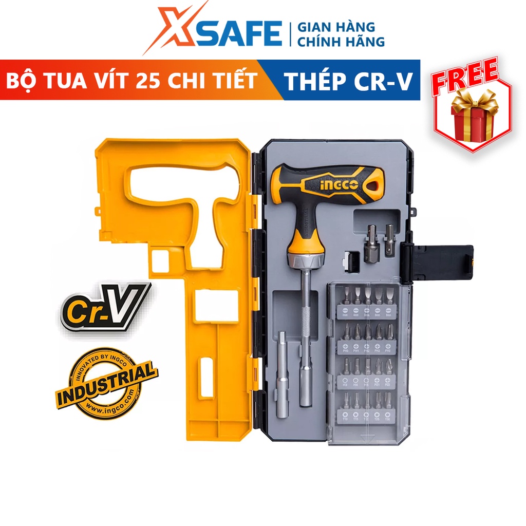 Bộ tua vít đa năng INGCO HKSDB0258 tay cầm chữ T 25 chi tiết, đóng mở 2 ...