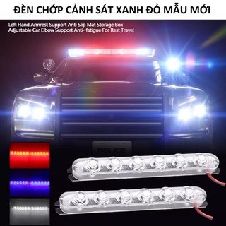 Bộ đèn chớp cảnh sát nháy xanh đỏ 12 led mẫu mới ánh sáng mạnh lắp xe máy ô tô 12v