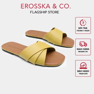 Erosska - Dép nữ thời trang đế bằng Erosska quai ngang màu vàng _ DE051