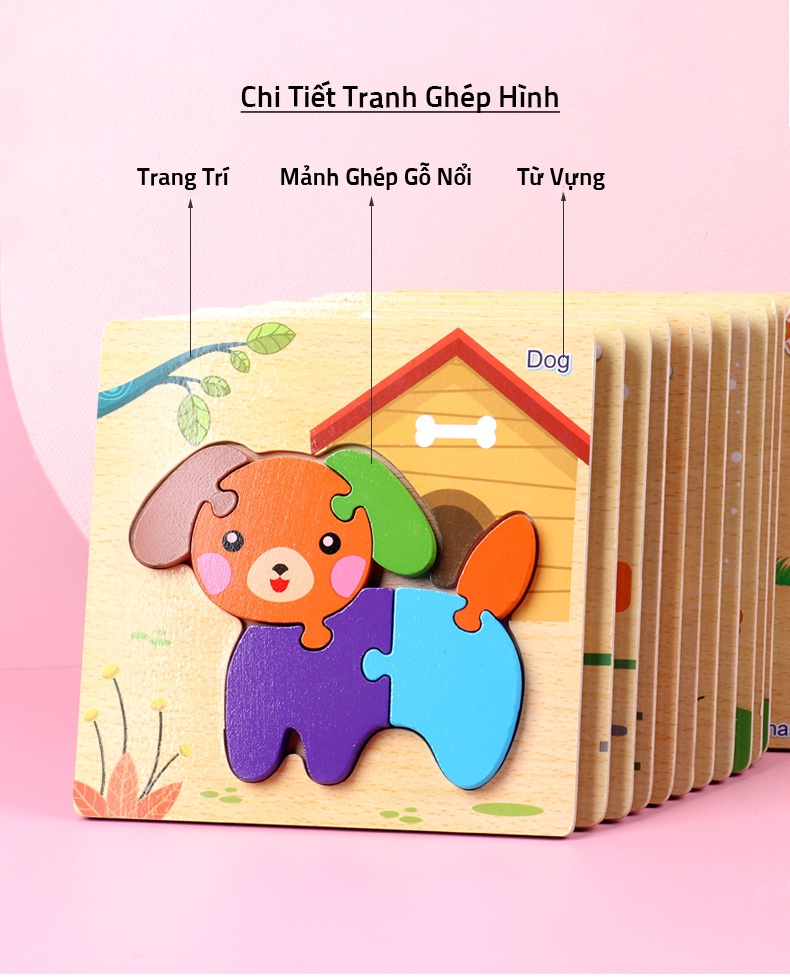 Mô tả Đồ Chơi Bảng Ghép Hình Gỗ Nổi 3D, Bộ Tranh Xếp Hình S-Kids Cho Bé Phát Triển Kỹ Năng. - 2