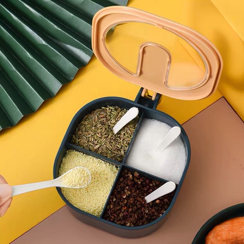 Hộp đựng gia vị 4 ngăn có nắp