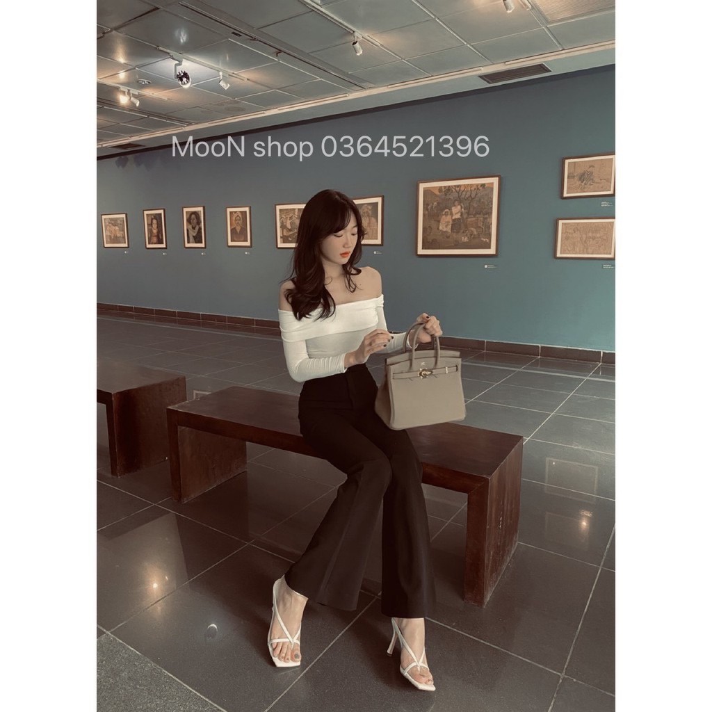 Quần Nữ Ống Loe Lưng Cao /Dáng dài/ Chất Cotton Co Giãn 4 chiều -SANG CHẢNHTôn Dáng