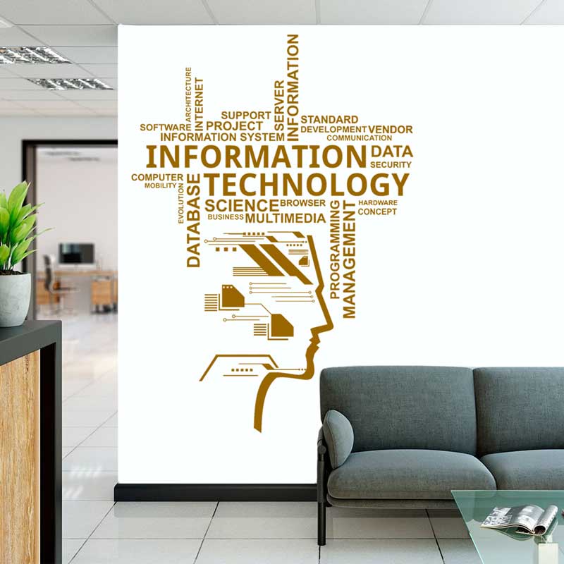 Công nghệ thông tin Decal dán tường Vinyl IT Phần mềm kỹ thuật giáo dục Công ty Trang trí văn phòng Công việc Nhãn dán kinh doanh Bức tranh tường