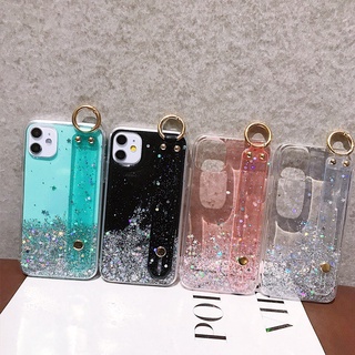 Iphone 13 12 11 Pro Max 12 13 11 ProMax Silicone Clear Cover Case Dây đeo cổ tay Bling Long lanh Vỏ điện thoại L02