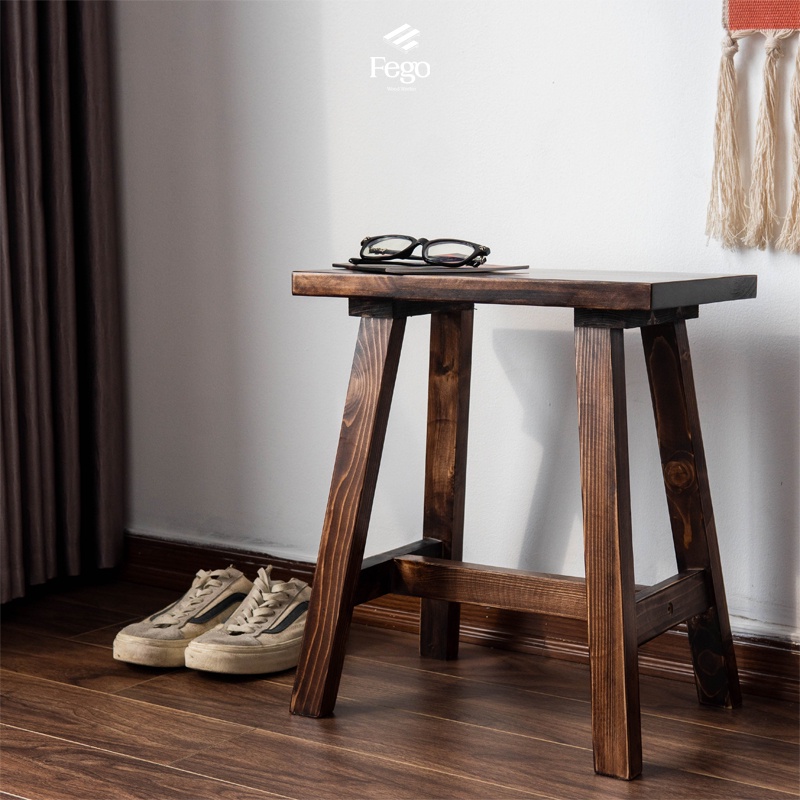 Ảnh Ghế đôn vuông FEGO gỗ thông tự nhiên cao 45cm phù hợp làm ghế cafe và ghế bàn ăn 2