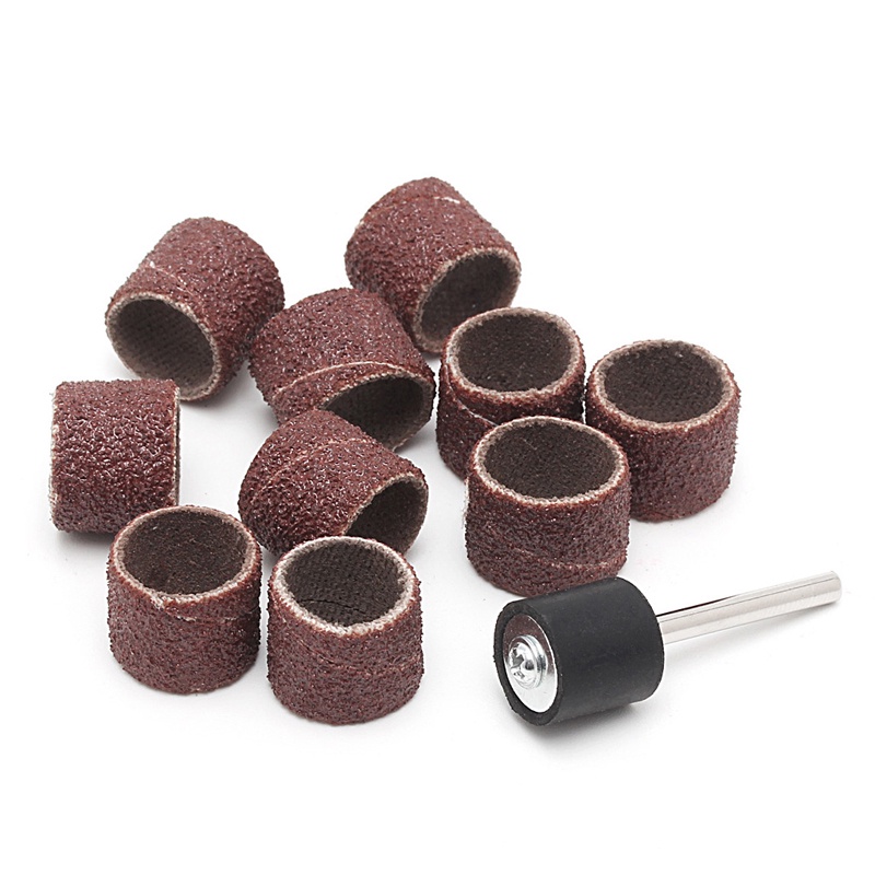 Ppy 10 Chiếc 12 5 Mm Grit 80 Dây Chà Nhám + 3 17 Mm Mandrel Dụng Cụ Quay Móng Tay Mũi Khoan