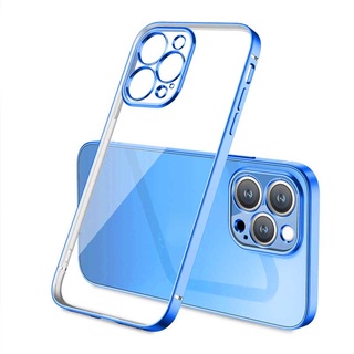 Ốp Lưng Mạ Vuông Sang Trọng Cho iPhone 11 12 13 Pro Max mini X XR XS 7 8 6S Plus SE Vỏ Chống Sốc Silicon Trong Suốt T08