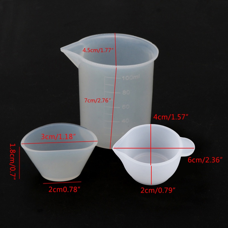 Bộ 12 Cốc Đong Silicone 100ml 20ml 10ml Chuyên Dụng Làm Trang Sức Resin UV DIY
