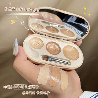 Bảng Kem Che Khuyết Điểm NOVO 3 Màu Kháng Nước Kèm Cọ Trang Điểm