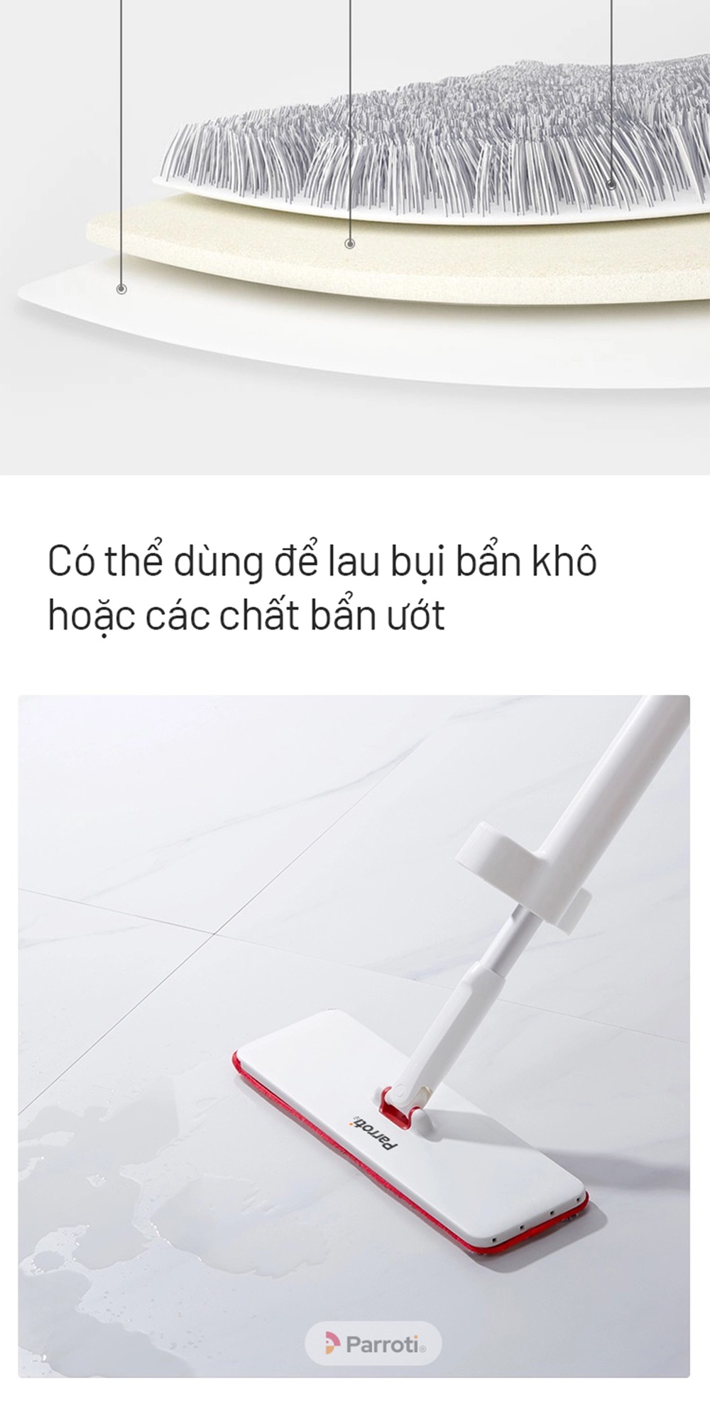Kích thước cây lau nhà Parroti MG01