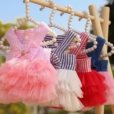 Mùa Hè Thú Cưng Mèo Con Chó Con Quần Áo Lưới Sợi Chó Váy Chó Chó Sinh Nhật Váy Cưới Thú Cưng Chó Trang Phục Thú Cưng Đồ Cho Thú Cưng
