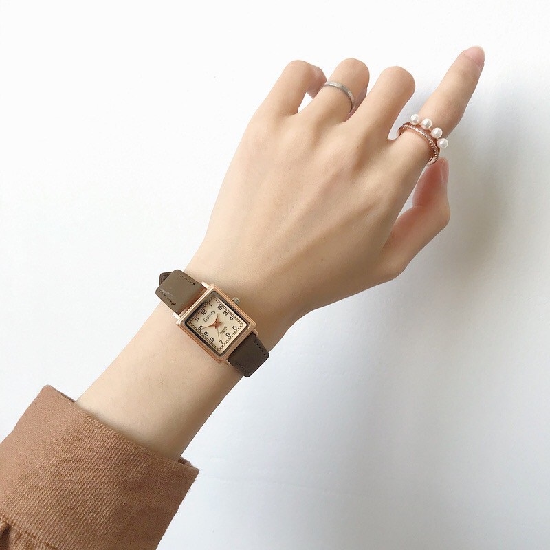 Đồng Hồ Nữ Chính Hãng GAIETY TD5 Mặt Vuông Thời Trang Vintage Nữ Tính Dây Da Cao Cấp Đẹp Giá Rẻ A1