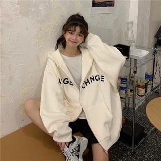 Áo Khoác Nỉ Bông CHNGE Nam Nữ Unisex Áo Hoodie Zip Form Rộng Phong Cách Hàn Quốc Ảnh Thật Sản Phẩm Có Sẵn