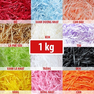 [ Đầy đủ màu hot] 1kg Giấy Rơm Giấy Vụn Cắt Sợi Lót Hộp Quà Tặng