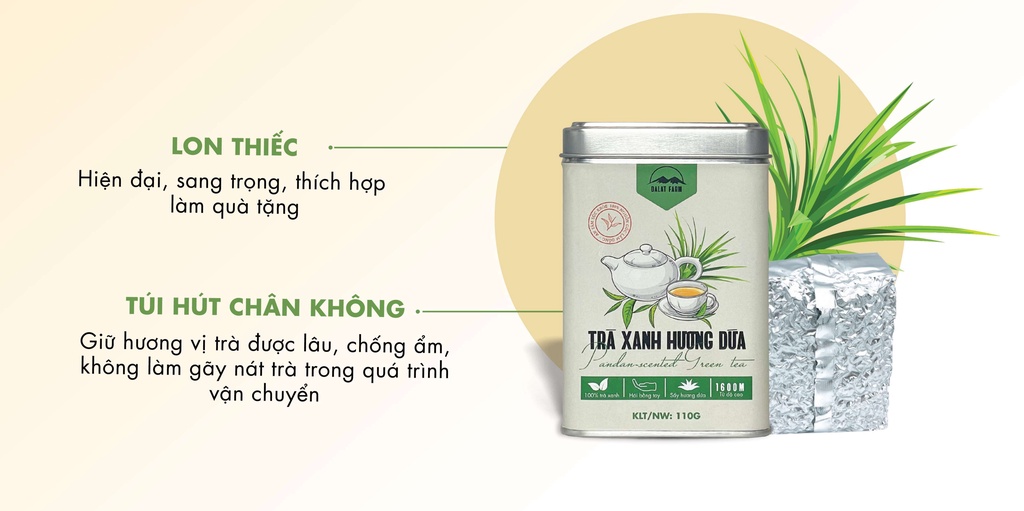 Mô tả Trà Xanh Hương Hương Dứa Dalat Farm - Hộp 110Gr - 2