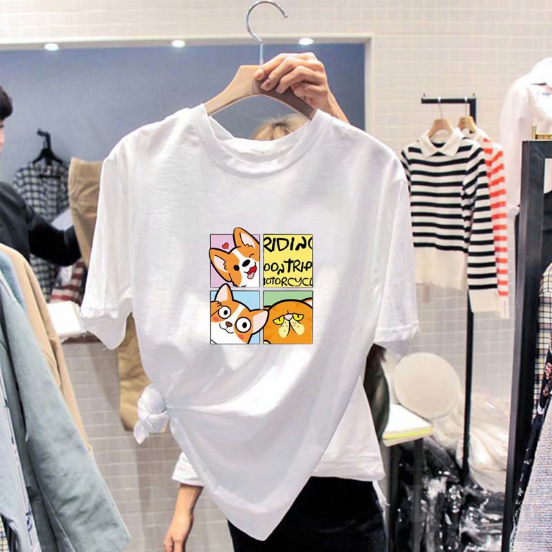 Ảnh Áo Thun Cotton Cổ Thuyền In Họa Tiết Hoạt Hình Thời Trang 2021 Cho Nữ 3
