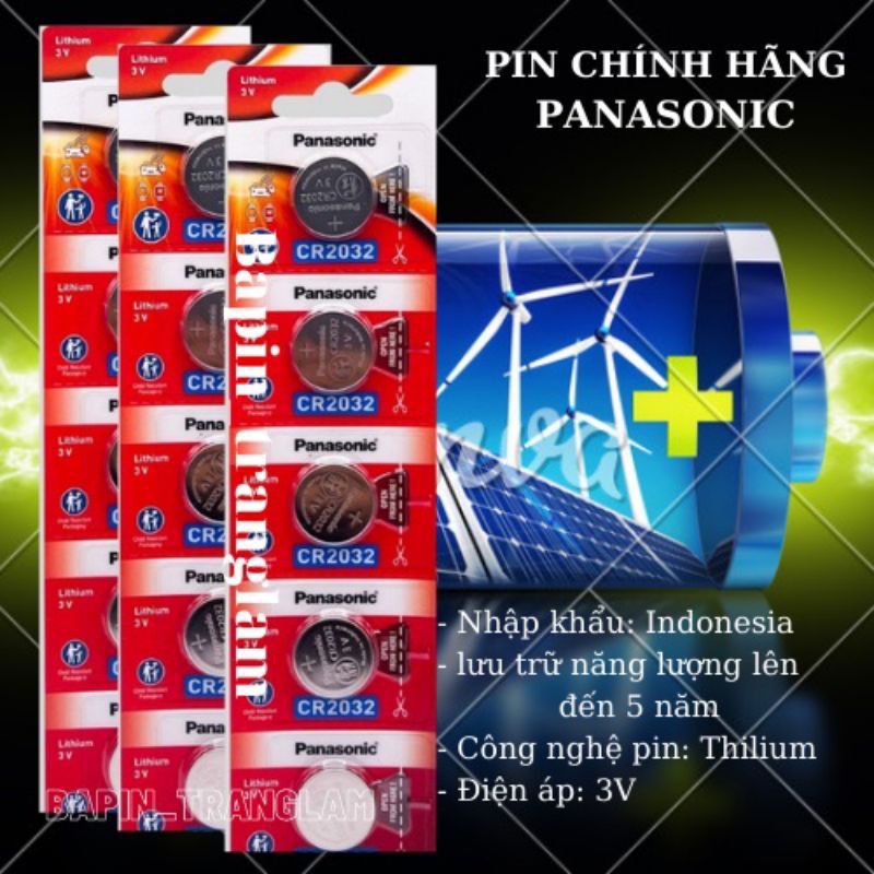 Vỉ 5 Pin Panasonic CR 2016 CR 2025 CR 2032 Nhập Khẩu Indonesia Chính