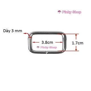 Khoen chữ nhật 4cm (4 cái) màu bạc làm phụ kiện túi xách, balô Pinky Shop mã KCNB4CM