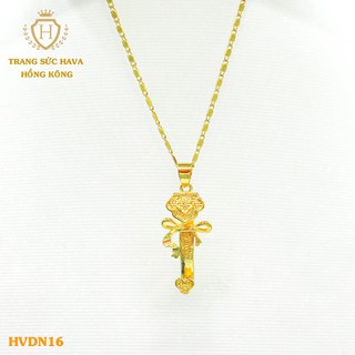 Dây Chuyền, Vòng Cổ Nữ Mặt Trơn Cách Điệu Xi Mạ Vàng Non Cao Cấp - Trang Sức Hava Hong Kong - HVDN16