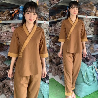 Đồ Lam Đi Chùa # Tim 3 Nút # Quần Áo Nữ # Đồ Bộ