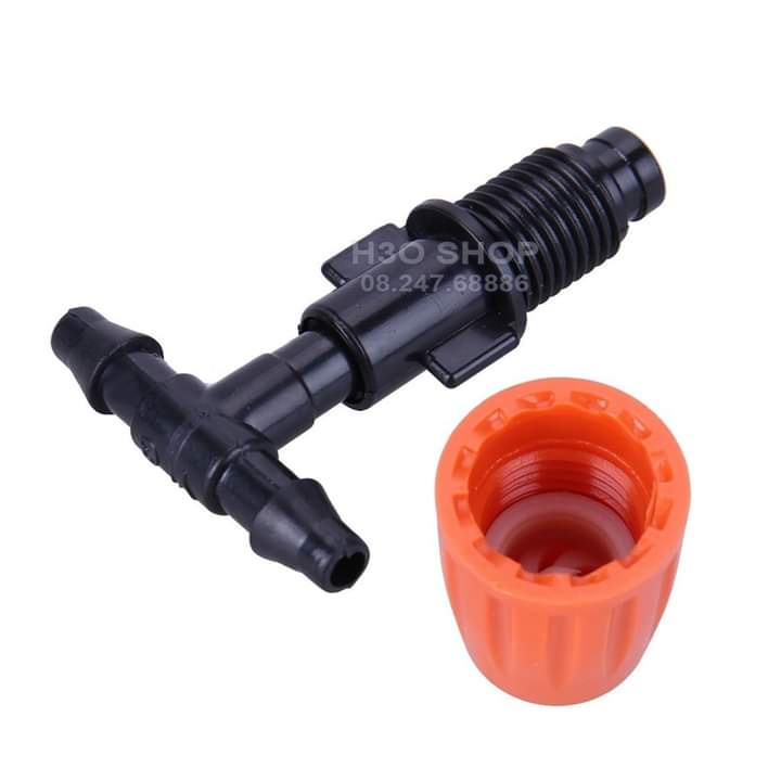 Béc Tưới Phun Sương Đơn Cam Kèm Chân Tê Nối Ống 6mm Tưới Cây, Tưới Lan, Làm Mát, Phun thuốc